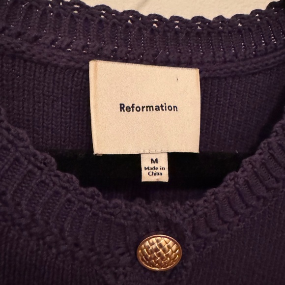 Reformation Catalina Cotton Mini Dress in Navy - Picture 9 of 9